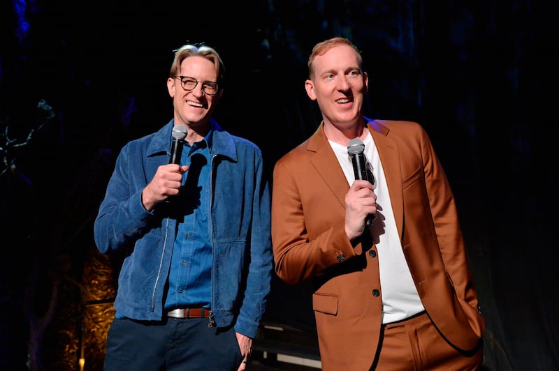 Left, showrunners J.D. Payne and Patrick McKay attend a "The Lord Of The Rings: The Rings Of Power" press event in San Diego, California, on July 25, 2024.