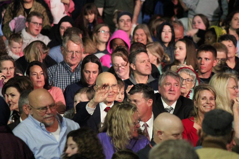 President Dallin H. Oaks watches the Mesa Easter Pageant in Mesa, Arizona, on Saturday, March 23, 2024.