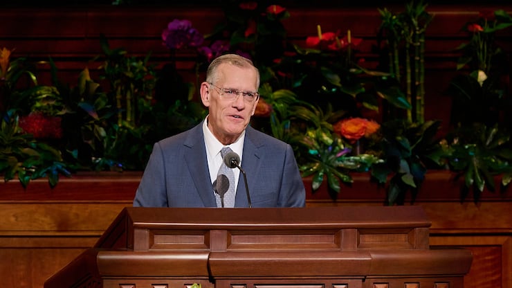 Elder Steven R. Bangerter, General Authority Seventy, speaks during the Saturday evening session of the 194th Annual General Conference of The Church of Jesus Christ of Latter-day Saints on April 6, 2024.