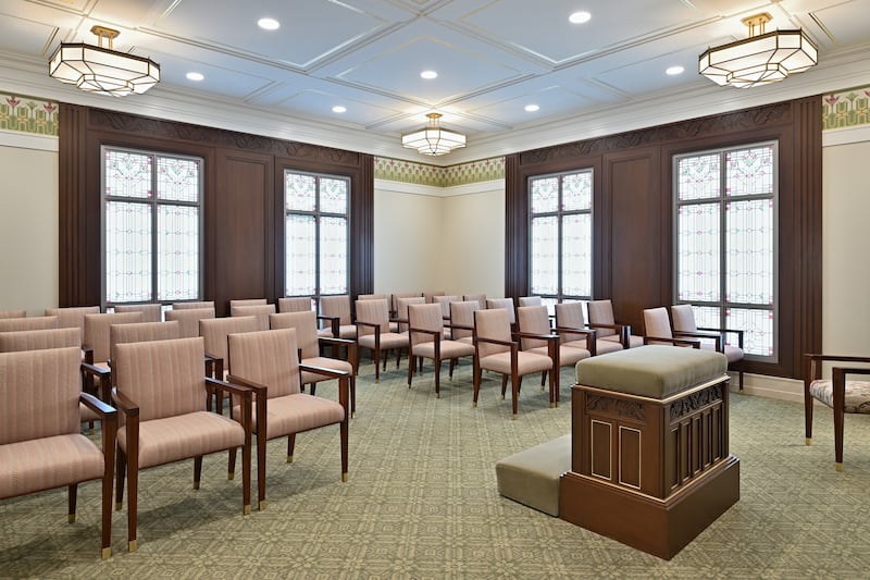 An instruction room inside the Casper Wyoming Temple.