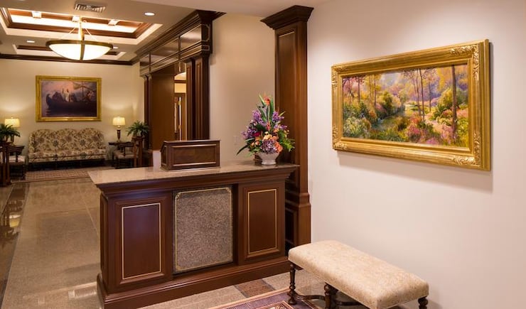 The Asunción Paraguay Temple reception desk.