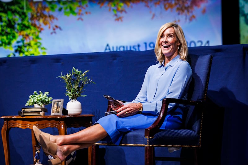 Tamara Runia, first counselor in the Young Woman General Presidency, teaches on “Using Principles in the FSY Guide to Teach Lifelong Discipleship” during BYU Education Week in Provo, Utah, on Thursday, Aug. 22, 2024.