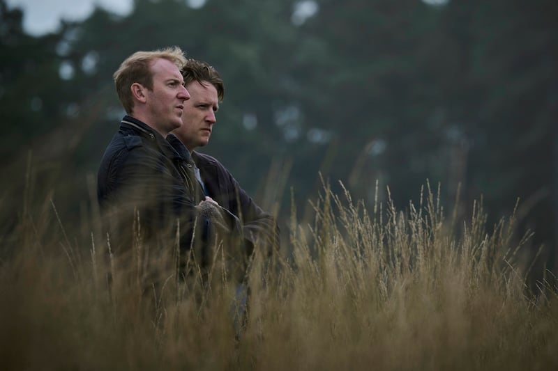 Left, J.D. Payne and Patrick McKay, showrunners and executive producers of "The Lord of Rings: The Rings of Power," are pictured on the show's set.