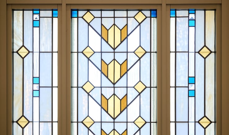 Stained glass in the Helena Montana Temple.