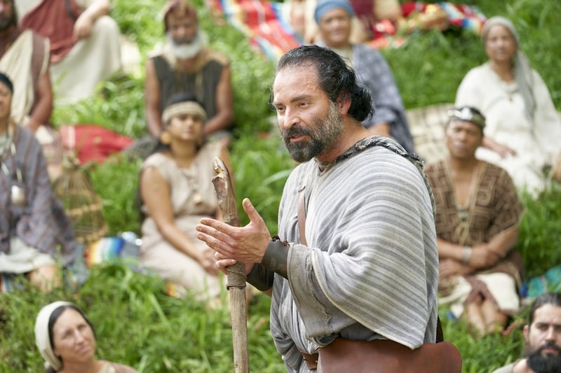Amulek teaches the Zoramites in this picture from the Book of Mormon Videos.