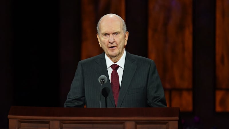 President Russell M. Nelson speaks during the Sunday morning session of the 190th Semiannual General Conference of The Church of Jesus Christ of Latter-day Saints on Oct. 4, 2020.