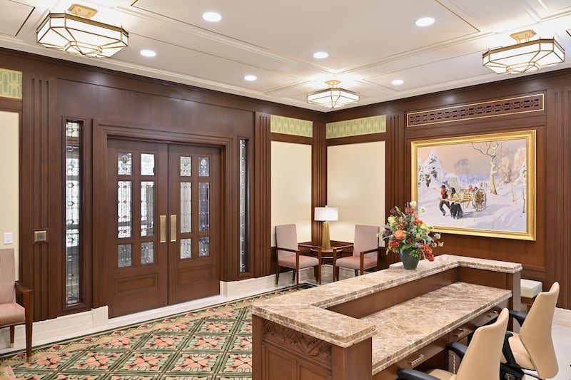 Looking at the front entrance from inside the Casper Wyoming Temple.