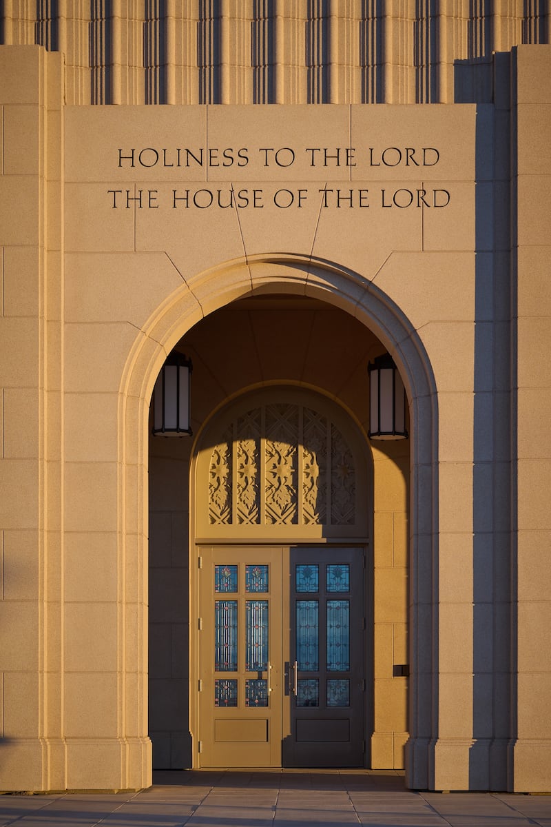 An inscription above the entrance of the Casper Wyoming Temple.