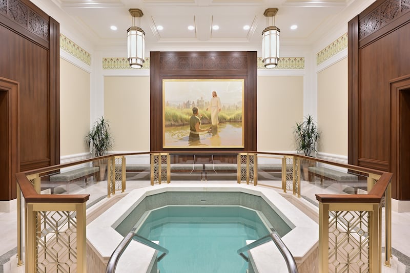 The baptistry inside the Casper Wyoming Temple.