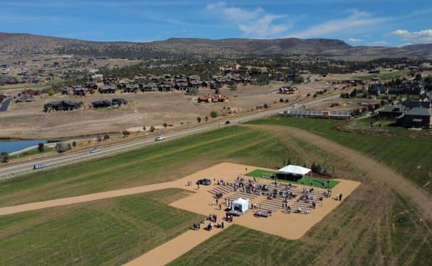 An aerial view of the groundbreaking site for the Heber Valley Utah Temple on Saturday, Oct. 8, 2022.