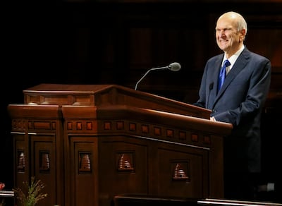 President Russell M. Nelson speaks during the women’s session of the 189th Semiannual General Conference of The Church of Jesus Christ of Latter-day Saints at the Conference Center in Salt Lake City on Saturday, Oct. 5, 2019.