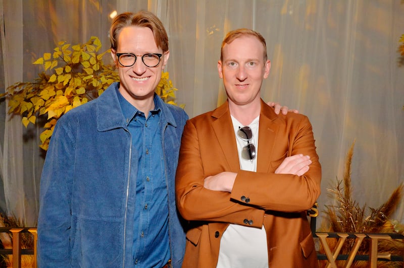 Left, showrunners J.D. Payne and Patrick McKay attend a "The Lord Of The Rings: The Rings Of Power" press event in San Diego, California, on July 25, 2024.