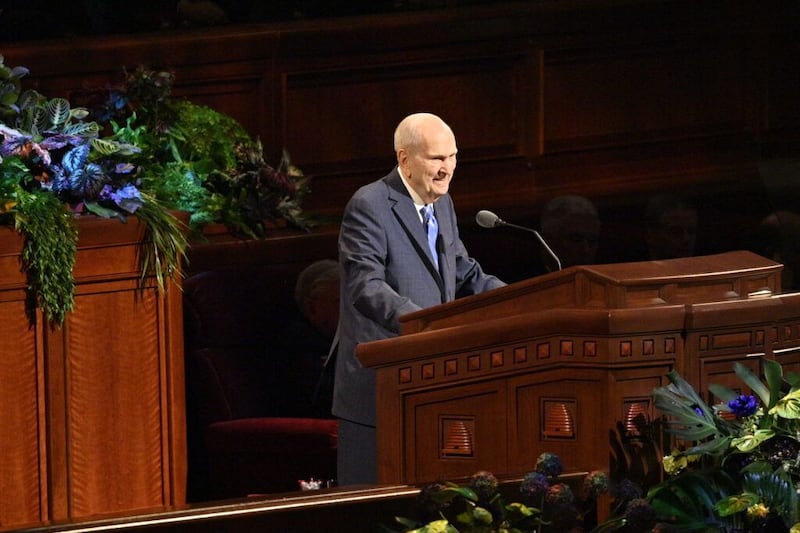 President Russell M. Nelson speaks during April 2022 general conference